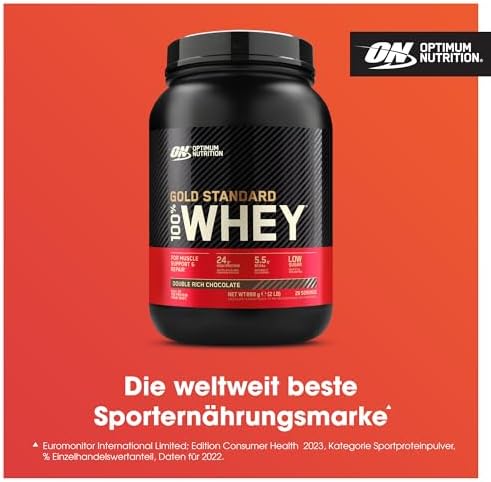Optimum Nutrition Gold Standard Whey Proteinpulver, Double Rich Chocolate, 899g für optimale Muskelregeneration