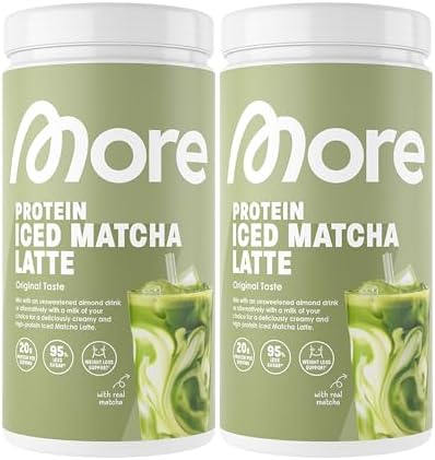 MORE Protein Eiskaffee 2 x 500g, Dunkle Schokolade, wenig Zucker & Fett, ideal für Fitness & Genuss