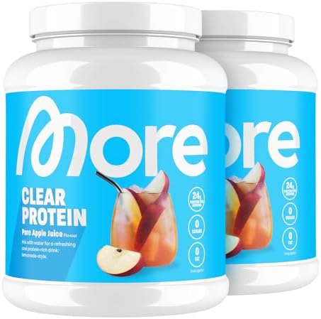 MORE Clear Protein - Pfirsich Passionsfrucht Eis Tee, 600 g, Hochwertiger Whey Isolat Proteinshake für Fitness und Erfri