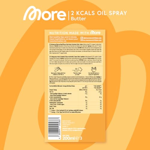 MORE 2 Kalorien Ölspray Bundle – 2 normale & 2 Butter Sprays, ideal zum Braten, Backen & Grillen!