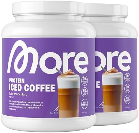 MORE Protein Eiskaffee 2 x 500g, Dunkle Schokolade, wenig Zucker & Fett, ideal für Fitness & Genuss