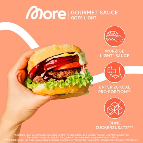 MORE NUTRITION Light Gourmet Sauce - 285ml süß-sauer, kalorienreduziert, zuckerfrei, ideal für köstliche Diäten!