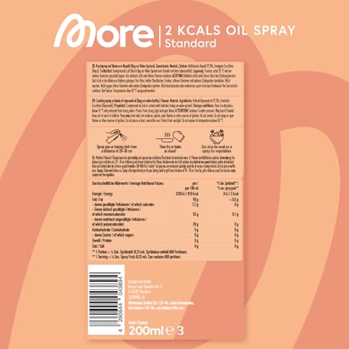 MORE 2 Kalorien Ölspray Bundle – 2 normale & 2 Butter Sprays, ideal zum Braten, Backen & Grillen!