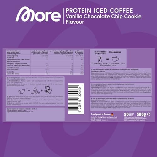 MORE Protein Eiskaffee 2 x 500g, Dunkle Schokolade, wenig Zucker & Fett, ideal für Fitness & Genuss