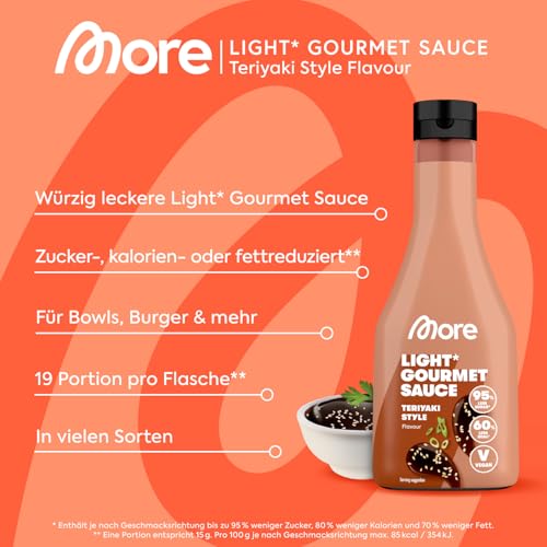 MORE Light Gourmet Sauce, True Curry Ketchup, kalorienreduziert ohne Zuckerzusatz, ideal für gesundes Grillen!