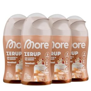 MORE Barista Zerup Haselnuss, 4 x 65 ml, vegan, kalorienfrei für Kaffee & Tee - Made in Germany