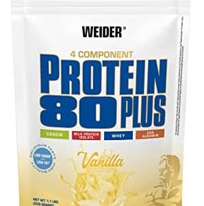 Weider Protein 80 Plus - 4-Komponenten Proteinpulver mit 80% Eiweiß - Cremige Vanille-Shakes für Muskelaufbau & Fitness