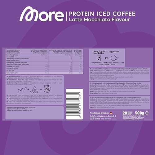 MORE Protein Eiskaffee 2 x 500g, Dunkle Schokolade, wenig Zucker & Fett, ideal für Fitness & Genuss