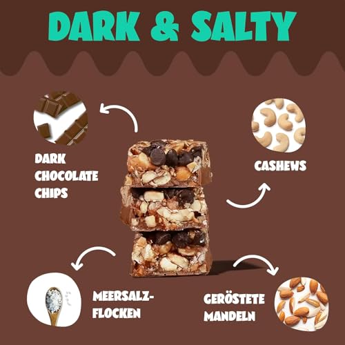 AHEAD Nussriegel mit Cashewkernen & Salzbrezel – Zuckergehalt nur 1,7g pro glutenfreiem Riegel, perfekt für gesunde Snac