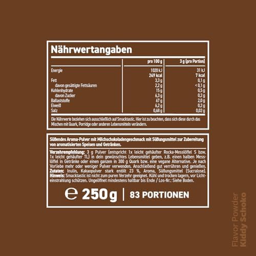 Rocka Nutrition Geschmackspulver SMACKTASTIC | Veganes Aroma-Pulver mit 11 Kcal | Perfekt für Drinks und Snacks | 250 g