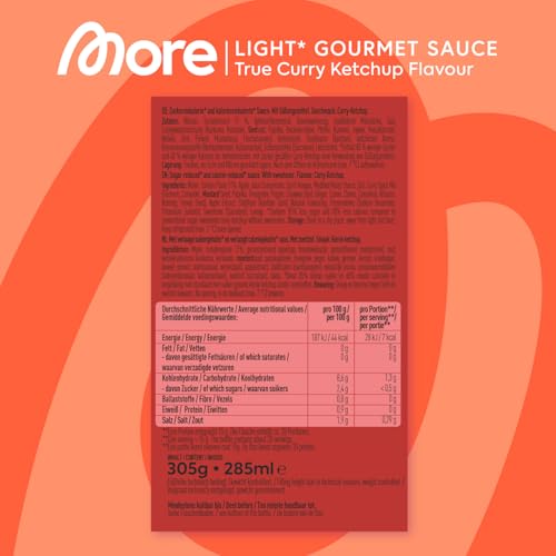 MORE NUTRITION Light Gourmet Sauce - 285ml süß-sauer, kalorienreduziert, zuckerfrei, ideal für köstliche Diäten!