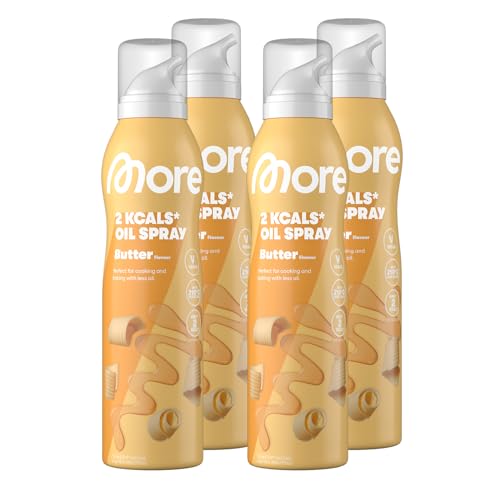 MORE 2 Kalorien Ölspray Bundle – 2 normale & 2 Butter Sprays, ideal zum Braten, Backen & Grillen!