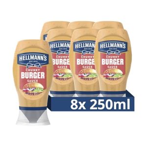 Hellmann's Chunky Burger Sauce – Perfekte Grill- und Burgersauce zum Dippen und Verfeinern, 8x 250 ml