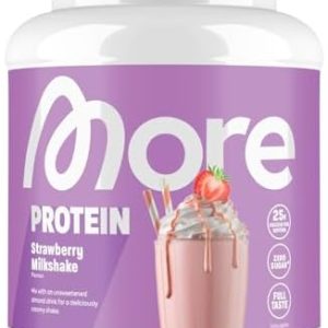 MORE Protein Erdbeer-Milchshake 600 g – Whey & Casein Mix für Muskelaufbau, laktosefrei, hergestellt in Deutschland