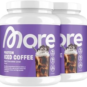 MORE Protein Eiskaffee 2 x 500g, Dunkle Schokolade, wenig Zucker & Fett, ideal für Fitness & Genuss