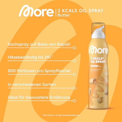 MORE 2 Kalorien Ölspray Bundle – 2 normale & 2 Butter Sprays, ideal zum Braten, Backen & Grillen!
