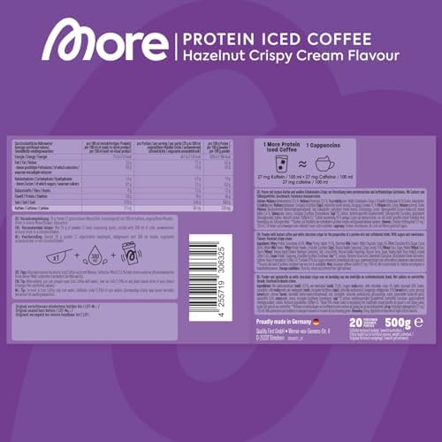 MORE Protein Eiskaffee 2 x 500g, Dunkle Schokolade, wenig Zucker & Fett, ideal für Fitness & Genuss