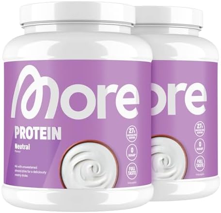 MORE Protein Erdbeer-Milchshake, 2 x 600 g, perfekter Muskelaufbau mit Whey & Casein, laktosefrei - made in Germany