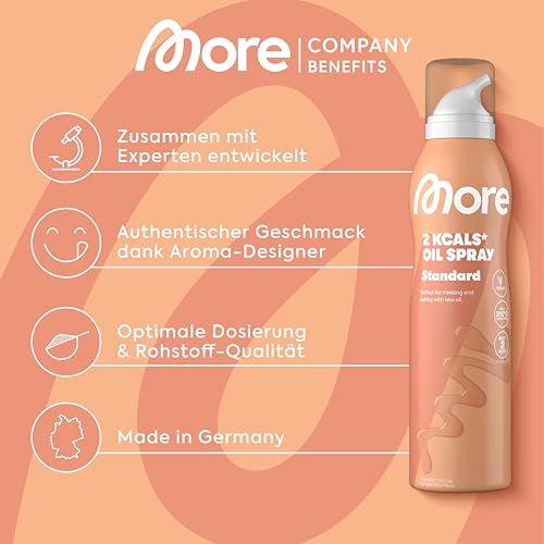 MORE 2 Kalorien Ölspray Bundle – 2 normale & 2 Butter Sprays, ideal zum Braten, Backen & Grillen!