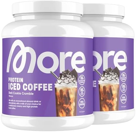 MORE Protein Eiskaffee 2 x 500g, Dunkle Schokolade, wenig Zucker & Fett, ideal für Fitness & Genuss