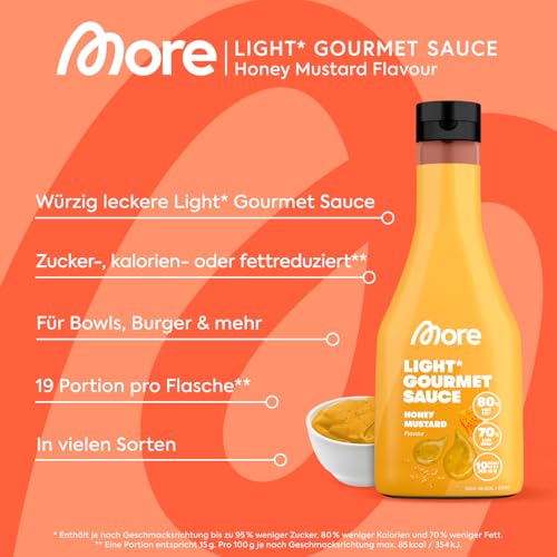 MORE Light Gourmet Sauce, True Curry Ketchup, kalorienreduziert ohne Zuckerzusatz, ideal für gesundes Grillen!