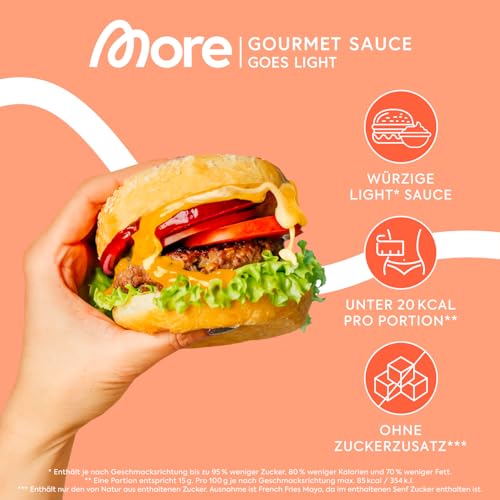 MORE Light Gourmet Sauce, True Curry Ketchup, kalorienreduziert ohne Zuckerzusatz, ideal für gesundes Grillen!