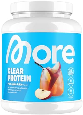 MORE Clear Protein - Pfirsich Passionsfrucht Eis Tee, 600 g, Hochwertiger Whey Isolat Proteinshake für Fitness und Erfri
