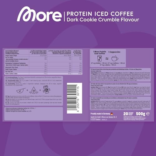 MORE Protein Eiskaffee 2 x 500g, Dunkle Schokolade, wenig Zucker & Fett, ideal für Fitness & Genuss