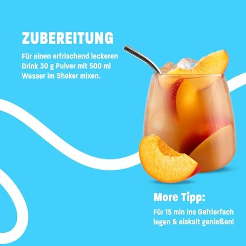 MORE Clear Protein - Pfirsich Passionsfrucht Eis Tee, 600 g, Hochwertiger Whey Isolat Proteinshake für Fitness und Erfri