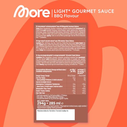 MORE NUTRITION Light Gourmet Sauce - 285ml süß-sauer, kalorienreduziert, zuckerfrei, ideal für köstliche Diäten!