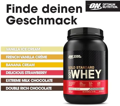 Optimum Nutrition Gold Standard Whey Proteinpulver, Double Rich Chocolate, 899g für optimale Muskelregeneration