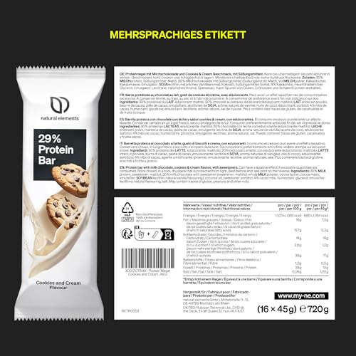 Natural Elements Proteinriegel Salted Caramel – Niedriger Zuckergehalt, 13g Protein für gesunde Snacks unterwegs – 16x45