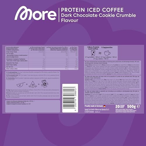 MORE Protein Eiskaffee 2 x 500g, Dunkle Schokolade, wenig Zucker & Fett, ideal für Fitness & Genuss