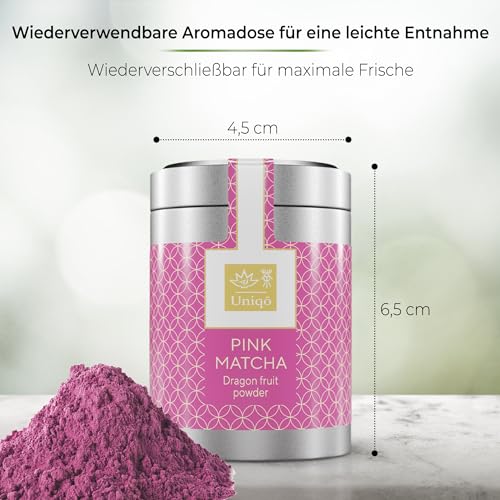 Tea Uniqo – Pink Matcha Tee Pulver für Mixgetränke, Baking & Eis – 100% natürliches Drachenfrucht Superfood