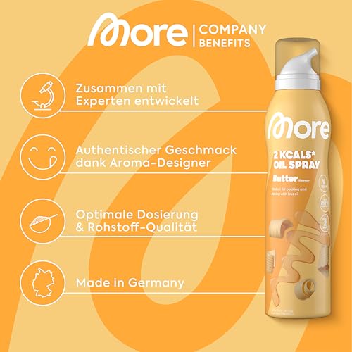 MORE 2 Kalorien Ölspray Bundle – 2 normale & 2 Butter Sprays, ideal zum Braten, Backen & Grillen!