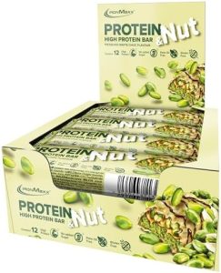 IronMaxx Proteinriegel – Pistazie Weißschokolade 12 x 45g | Glutenfreier High-Protein-Riegel ohne Zuckerzusatz für gesun