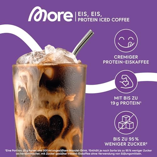 MORE Protein Eiskaffee 2 x 500g, Dunkle Schokolade, wenig Zucker & Fett, ideal für Fitness & Genuss