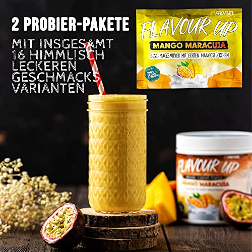 FLAVOUR UP Geschmackspulver MANGO MARACUJA 250g - Lecker und kalorienarm - Ideal für Getränke & Snacks