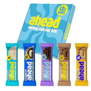 ahead Protein Riegel Mix Box | 12 x 45g | Extra weiche Low Carb Eiweißriegel mit cremigem Kern für Fitness und Snackgenu