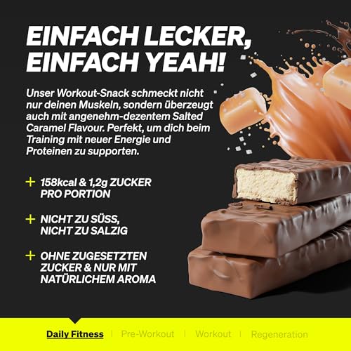 Natural Elements Proteinriegel Salted Caramel – Niedriger Zuckergehalt, 13g Protein für gesunde Snacks unterwegs – 16x45