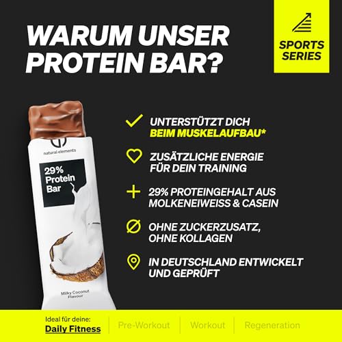 Natural Elements Proteinriegel Salted Caramel – Niedriger Zuckergehalt, 13g Protein für gesunde Snacks unterwegs – 16x45