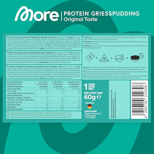 More Protein Grießpudding |0 – 10er Tray, cremig-leckerer Eiweißgenuss, schnell & ohne Kochen für jede Gelegenheit