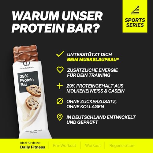 Natural Elements Proteinriegel Salted Caramel – Niedriger Zuckergehalt, 13g Protein für gesunde Snacks unterwegs – 16x45