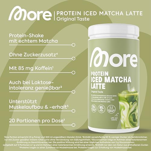 MORE Protein Eiskaffee 2 x 500g, Dunkle Schokolade, wenig Zucker & Fett, ideal für Fitness & Genuss