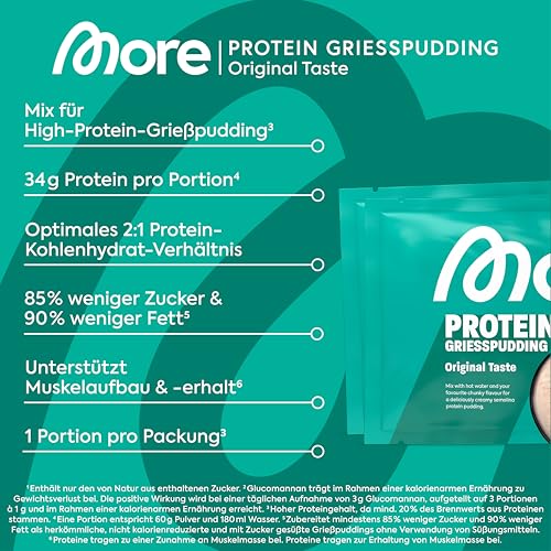 More Protein Grießpudding |0 – 10er Tray, cremig-leckerer Eiweißgenuss, schnell & ohne Kochen für jede Gelegenheit
