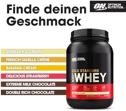 Optimum Nutrition Gold Standard Whey Proteinpulver, Double Rich Chocolate, 899g für optimale Muskelregeneration