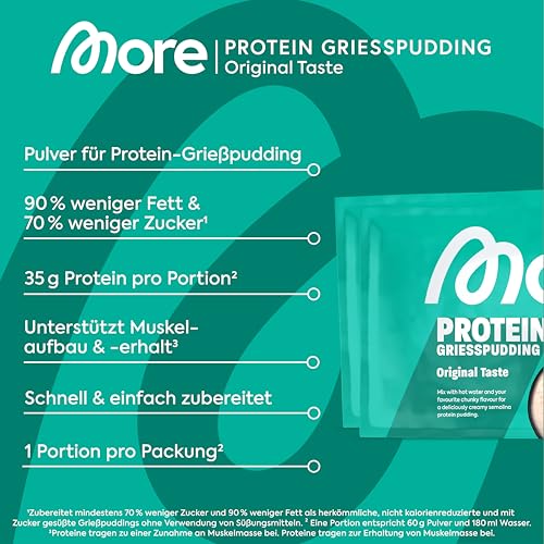 More Protein Grießpudding |0 – 10er Tray, cremig-leckerer Eiweißgenuss, schnell & ohne Kochen für jede Gelegenheit