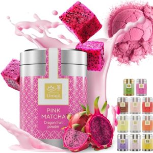 Tea Uniqo – Pink Matcha Tee Pulver für Mixgetränke, Baking & Eis – 100% natürliches Drachenfrucht Superfood