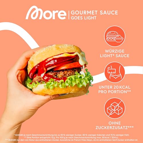MORE NUTRITION Light Gourmet Sauce - 285ml süß-sauer, kalorienreduziert, zuckerfrei, ideal für köstliche Diäten!