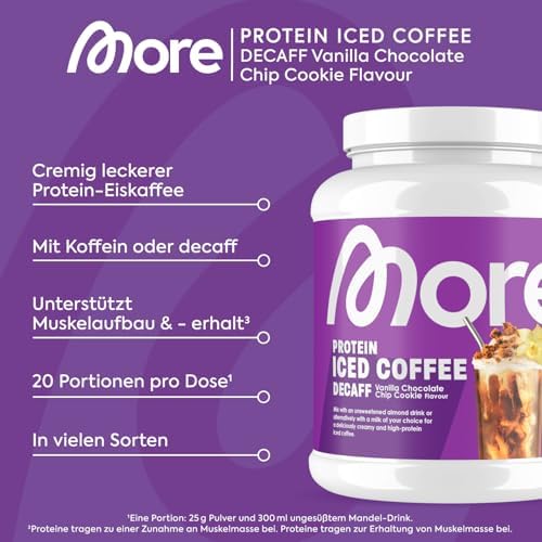 MORE Protein Eiskaffee 2 x 500g, Dunkle Schokolade, wenig Zucker & Fett, ideal für Fitness & Genuss